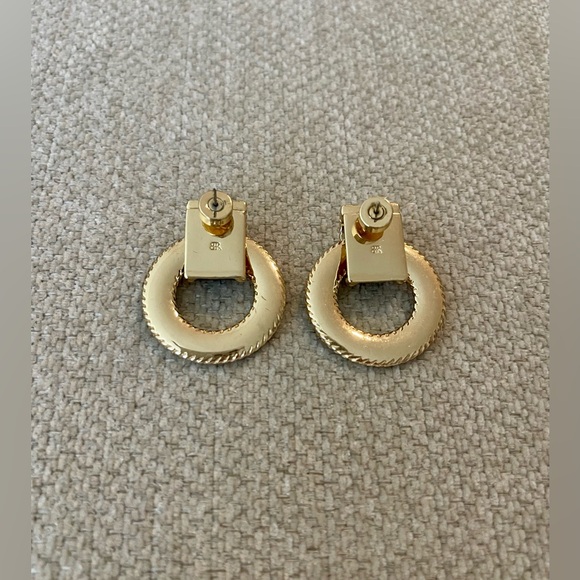 Banana Republic Black and Gold Drop-Hoop Earrings - Picture 4 of 7